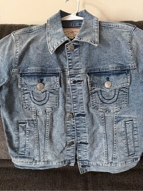 Women True Religion Jesse SN Slim Denim Jacket size L
